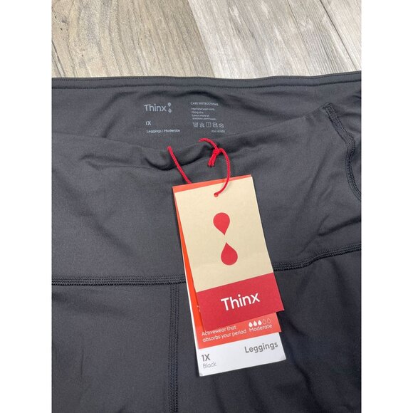 NEW Thinx Period Leggings 1X Moderate Absorption Black Pockets Athletic - Picture 3 of 11
